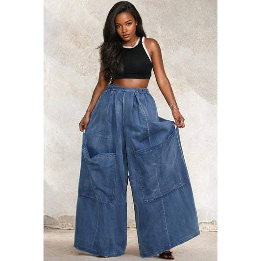 INDIGO VOYAGER WIDE DENIM PANTS