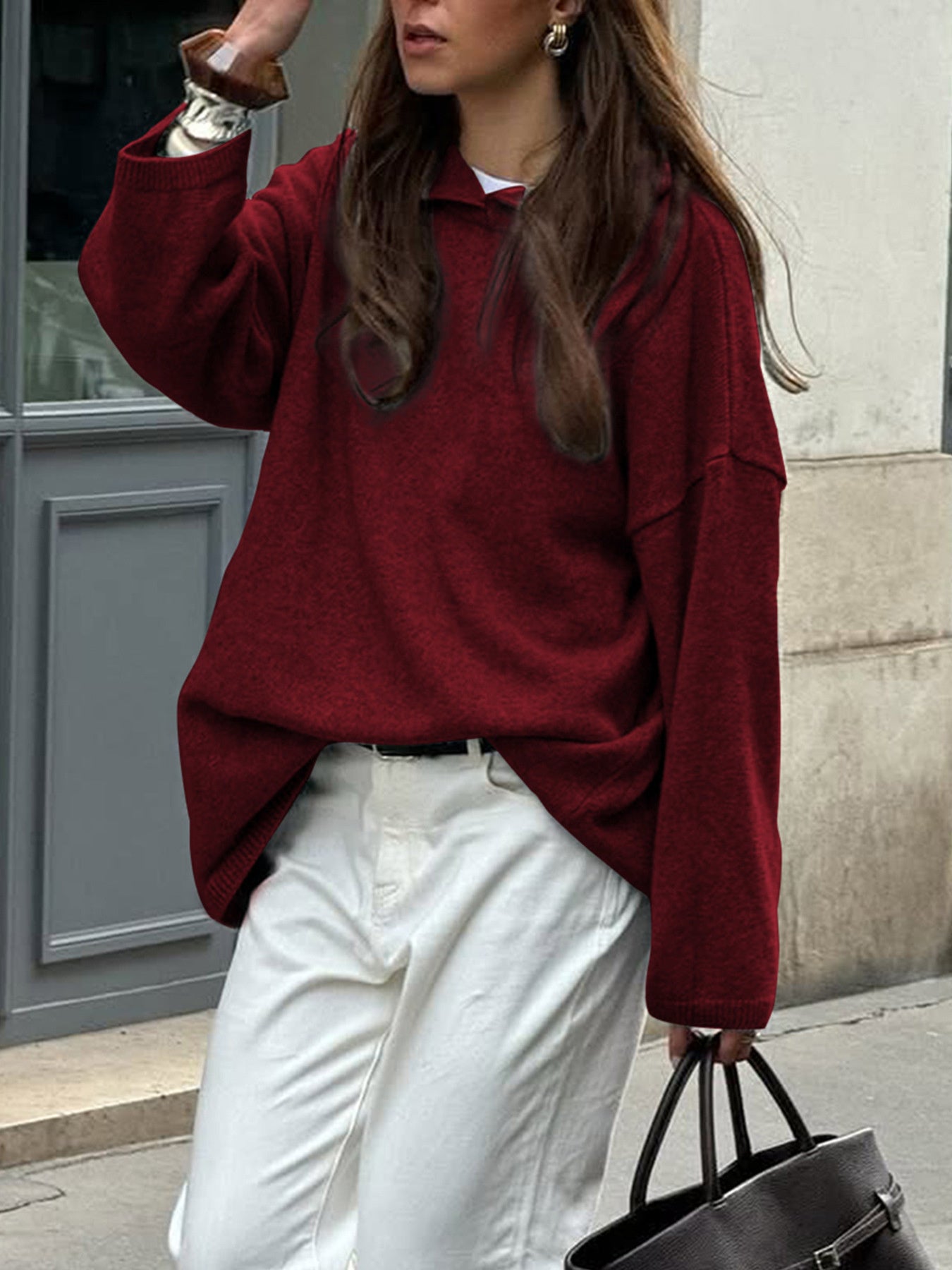 Oversized Long Sleeve Hooded Sweater