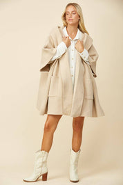 Soft Brushed  Knit Poncho with pockets