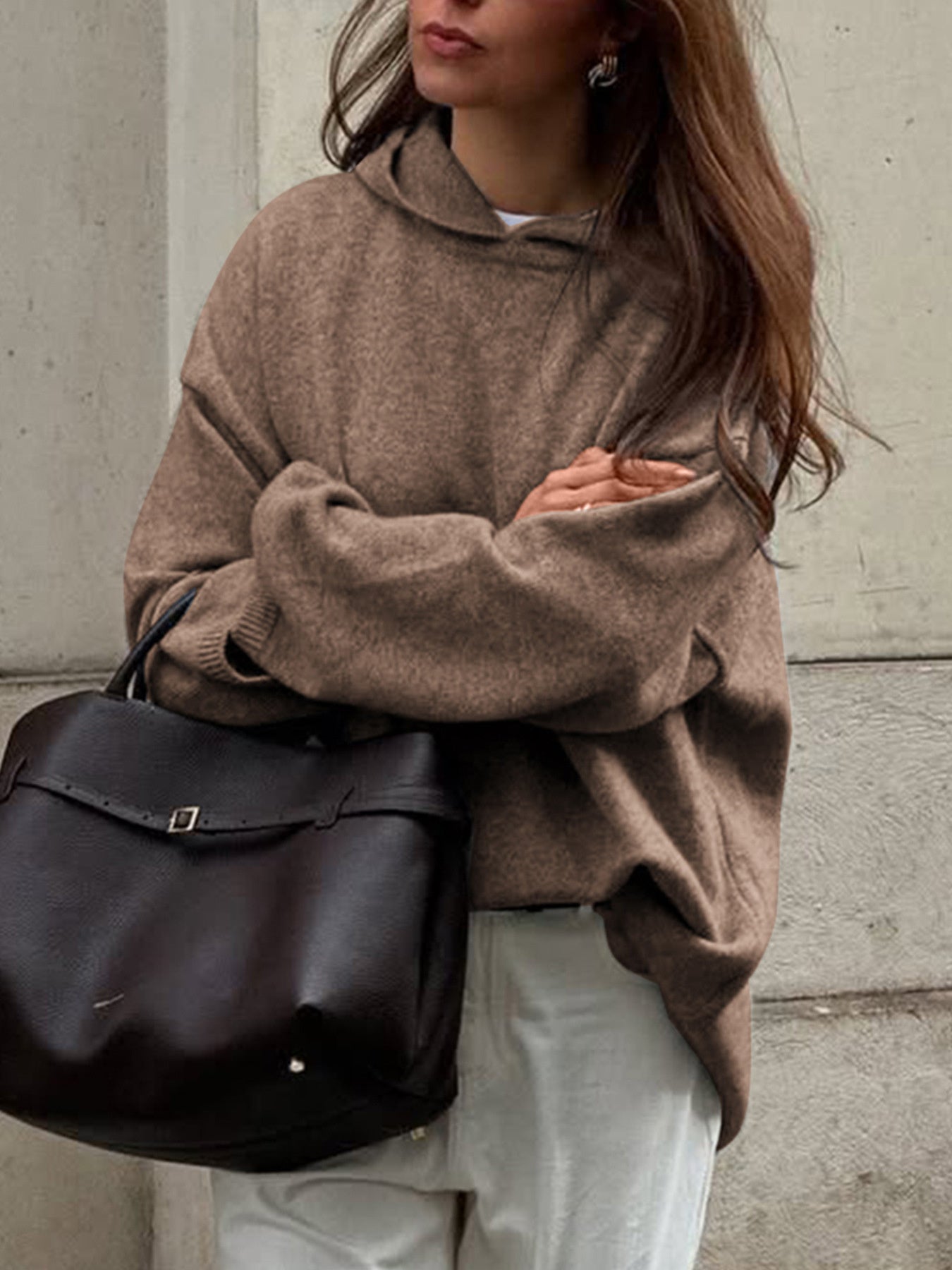Oversized Long Sleeve Hooded Sweater