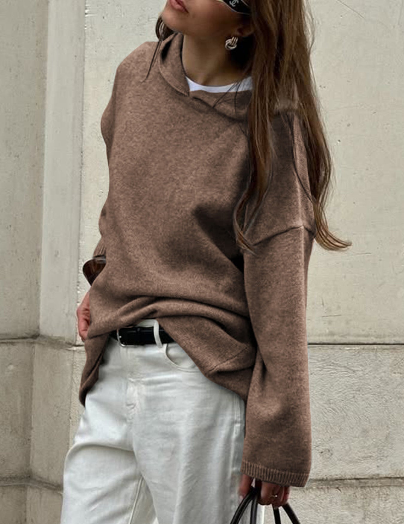 Oversized Long Sleeve Hooded Sweater