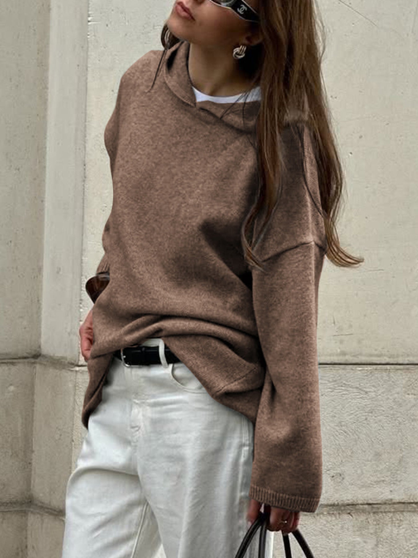 Oversized Long Sleeve Hooded Sweater