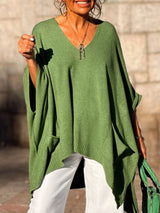 Aimee Ribbed Hem V-Neck Sweater