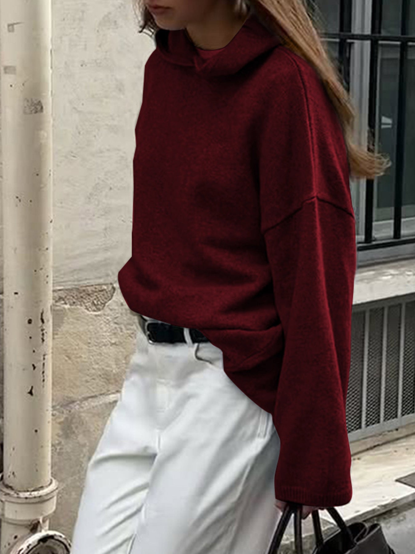 Oversized Long Sleeve Hooded Sweater