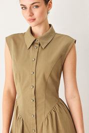 MOCHA MUSE WOVEN MIDI DRESS