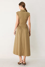 MOCHA MUSE WOVEN MIDI DRESS
