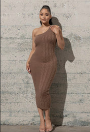 One Shoulder Bodycon Sweater Dress