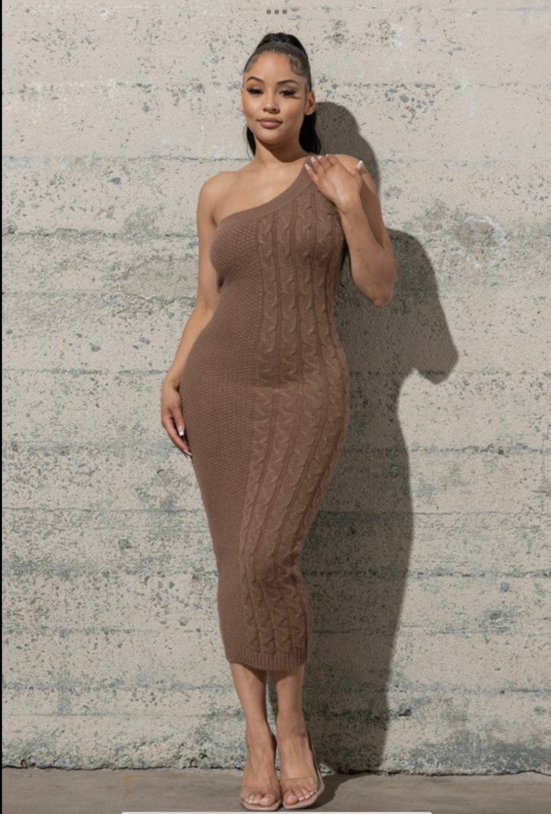 One Shoulder Bodycon Sweater Dress