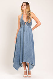 SWEET EMBRACE DENIM MIDI DRESS