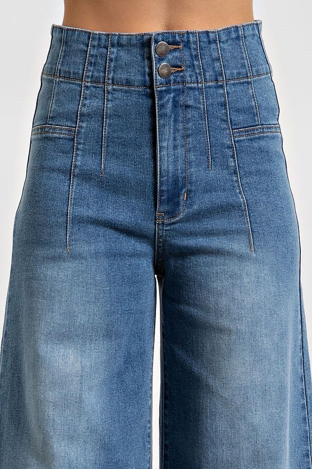High Waited Washed Denim Pants