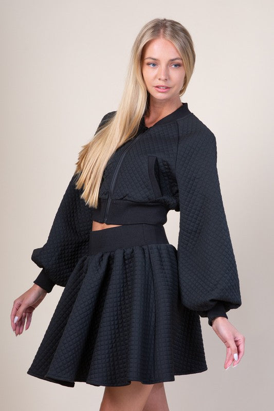 Cozy Quilted Mini Skirt Set