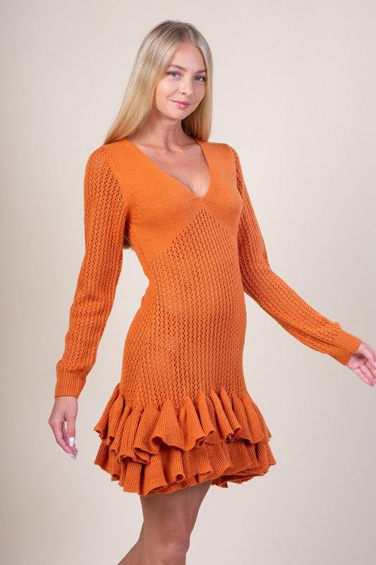 Elise Ruffle Hem Mini-Dress