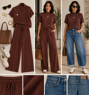 Italian Wide Leg Knit Pant Set