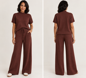 Italian Wide Leg Knit Pant Set