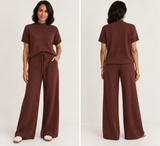 Italian Wide Leg Knit Pant Set