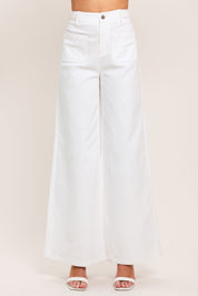 WHITE EASE WOVEN WIDE PANTS