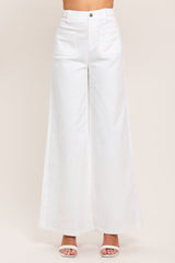 WHITE EASE WOVEN WIDE PANTS