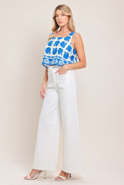 WHITE EASE WOVEN WIDE PANTS