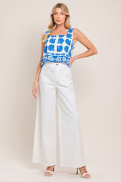 WHITE EASE WOVEN WIDE PANTS