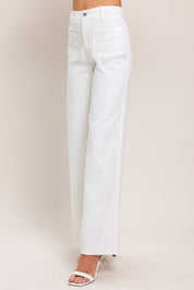 WHITE EASE WOVEN WIDE PANTS