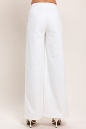 WHITE EASE WOVEN WIDE PANTS