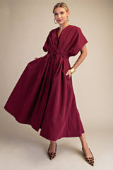 Wine Me Pleated Midi Dress
