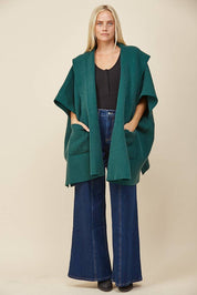 Soft Brushed  Knit Poncho with pockets