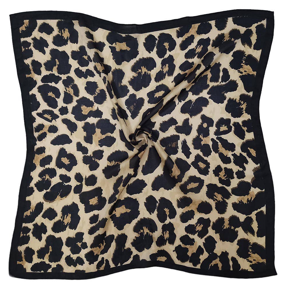 Framed Border Leopard Print Square Scarf