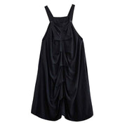 Pleated Suspenders Midi Dress