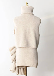 Soft Neutrals Knit Set – Jacket, Turtleneck & Skirt