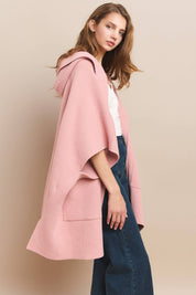 Soft Brushed  Knit Poncho with pockets