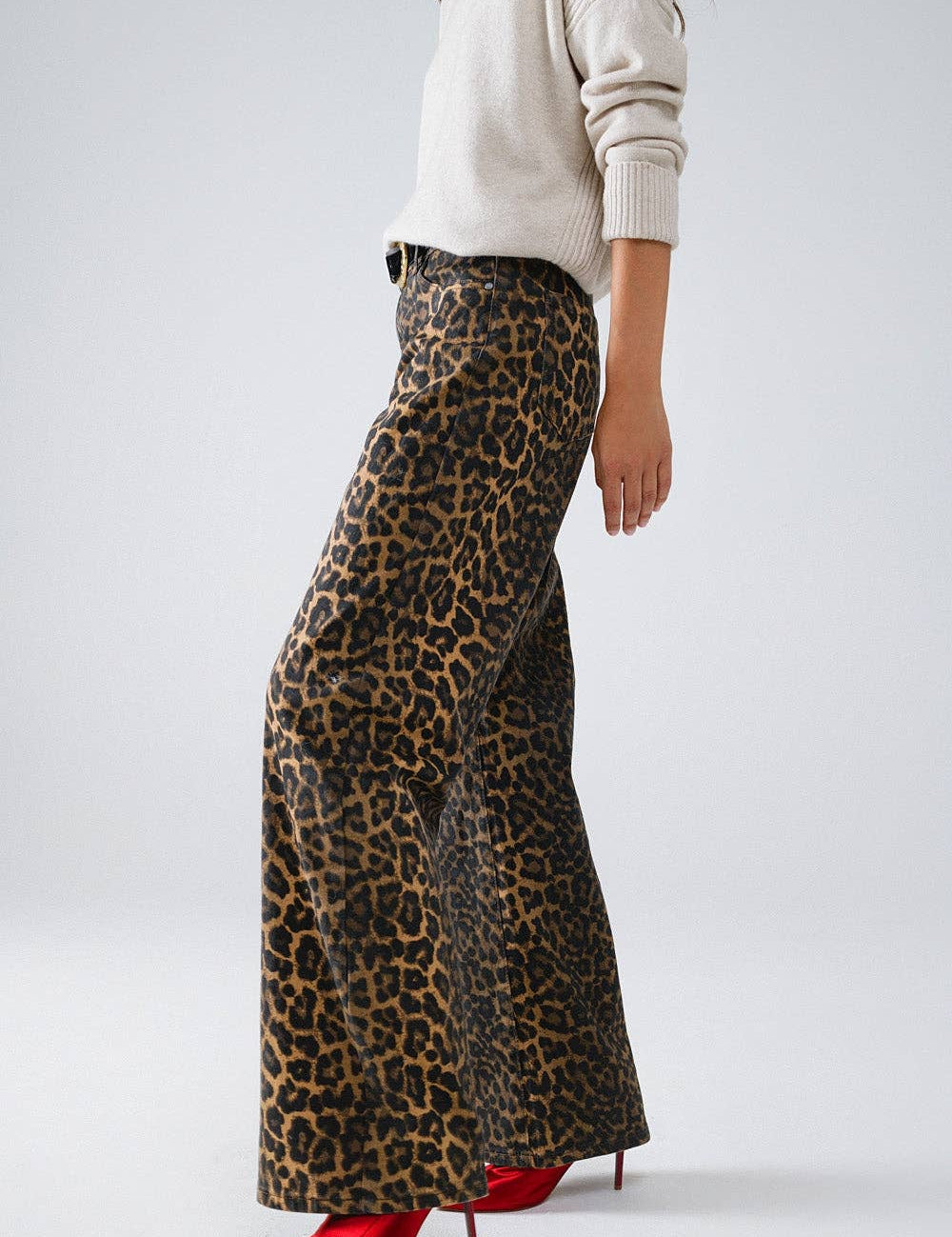 Leopard Print Straight Leg Jeans