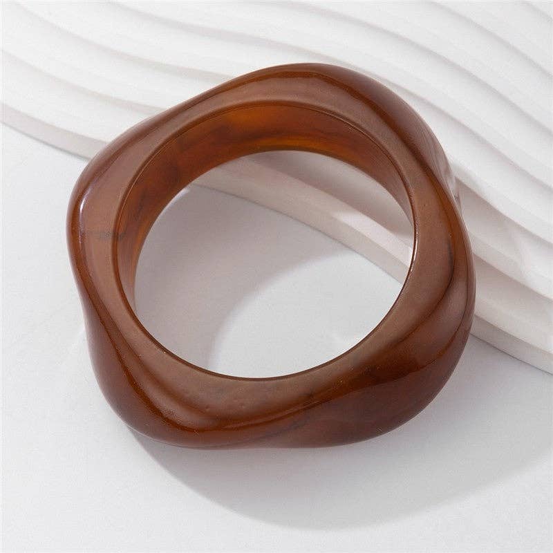Vintage Wide Bangle Bracelet - Polygon Semi-Transparent