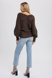 CROSSOVER RIBBED PULLOVER