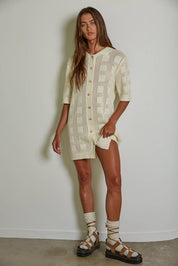 Knit Cotton Sweater Cardigan Mini Dress
