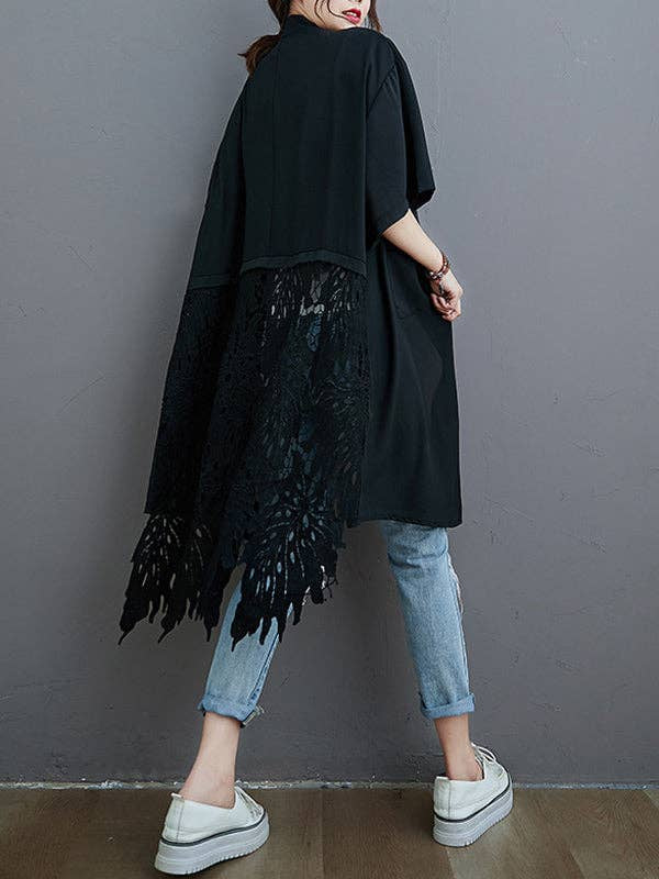 Hollow Solid Long Blouse