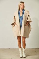 Soft Brushed  Knit Poncho with pockets
