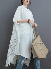 Hollow Solid Long Blouse