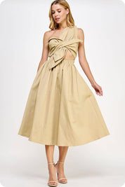 Knotted Flower Bow Midi Dress