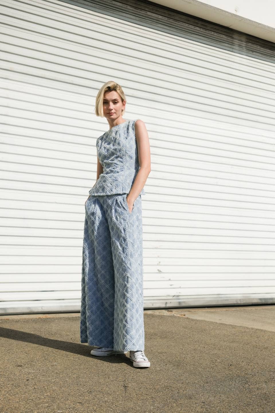 A Chic Textured Denim Pant