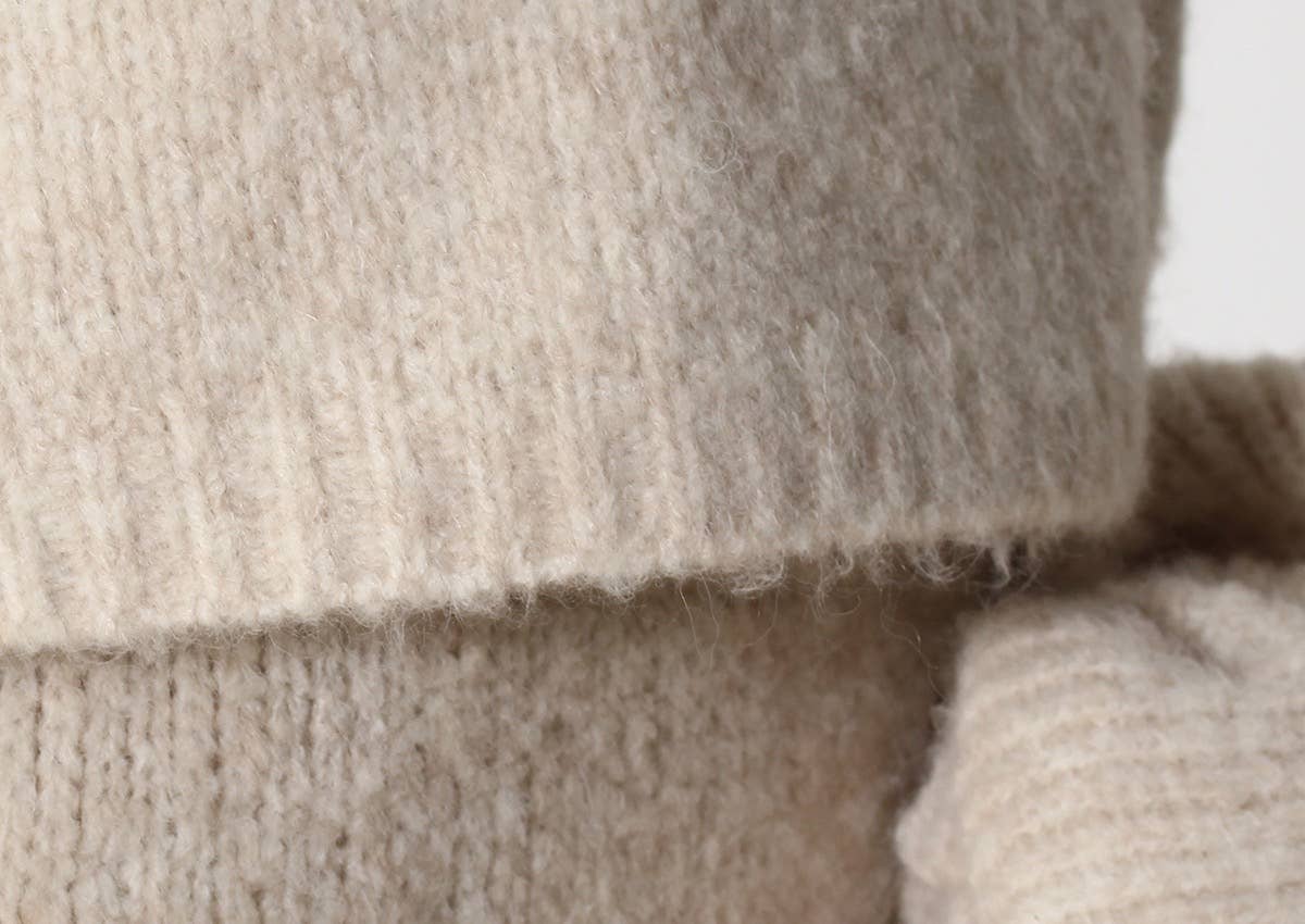 Soft Neutrals Knit Set – Jacket, Turtleneck & Skirt