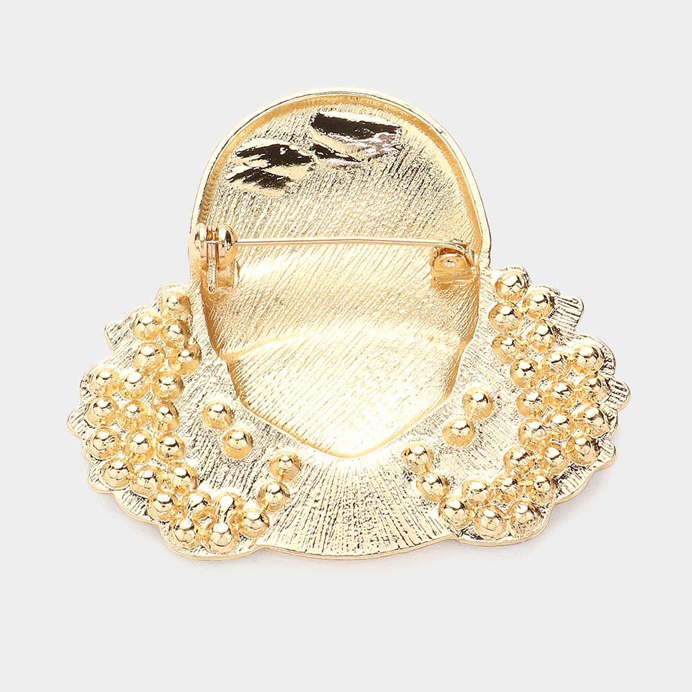 Enamel Queen Hat Afro Woman Pin Brooch