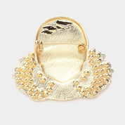 Enamel Queen Hat Afro Woman Pin Brooch