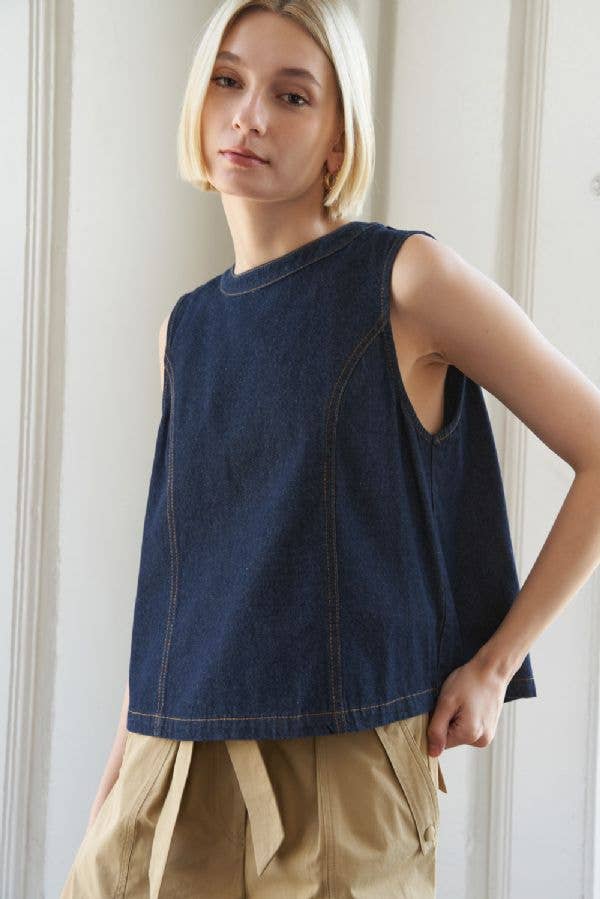 Tie-Back Denim Top