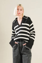 Phoebe V-Neck Striped Sweater