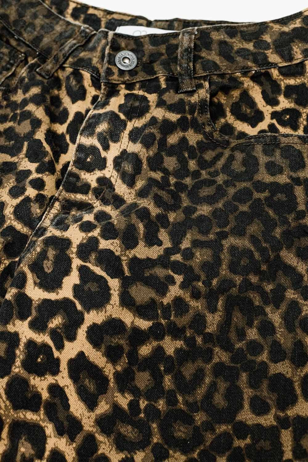 Leopard Print Straight Leg Jeans