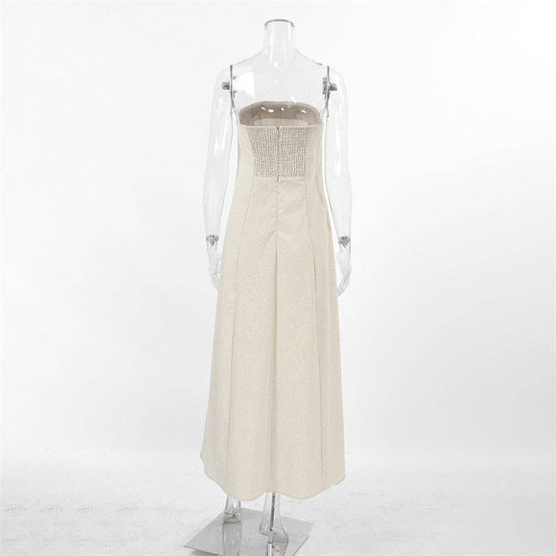 Strapless Linen Maxi Dress