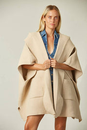 Soft Brushed  Knit Poncho with pockets