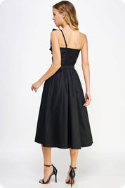 Knotted Flower Bow Midi Dress