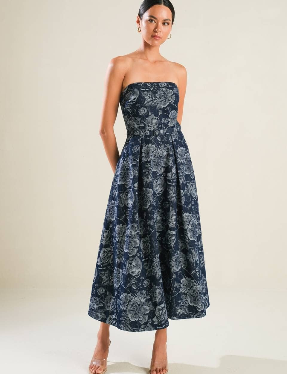 A Jacquard Denim Midi Dress